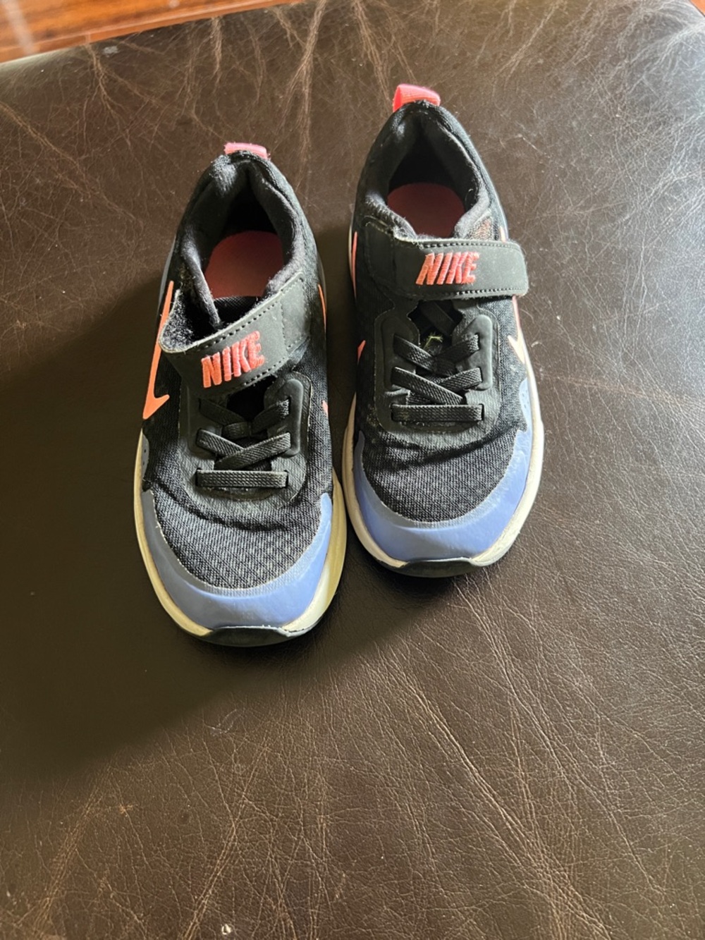 Nike Kids Black, Blue & Coral Hook-and-Loop Sneakers